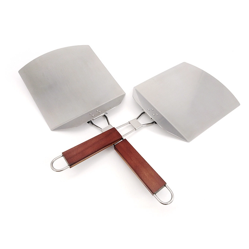 Fold-able na Pizza Shovel na may Wooden Handle