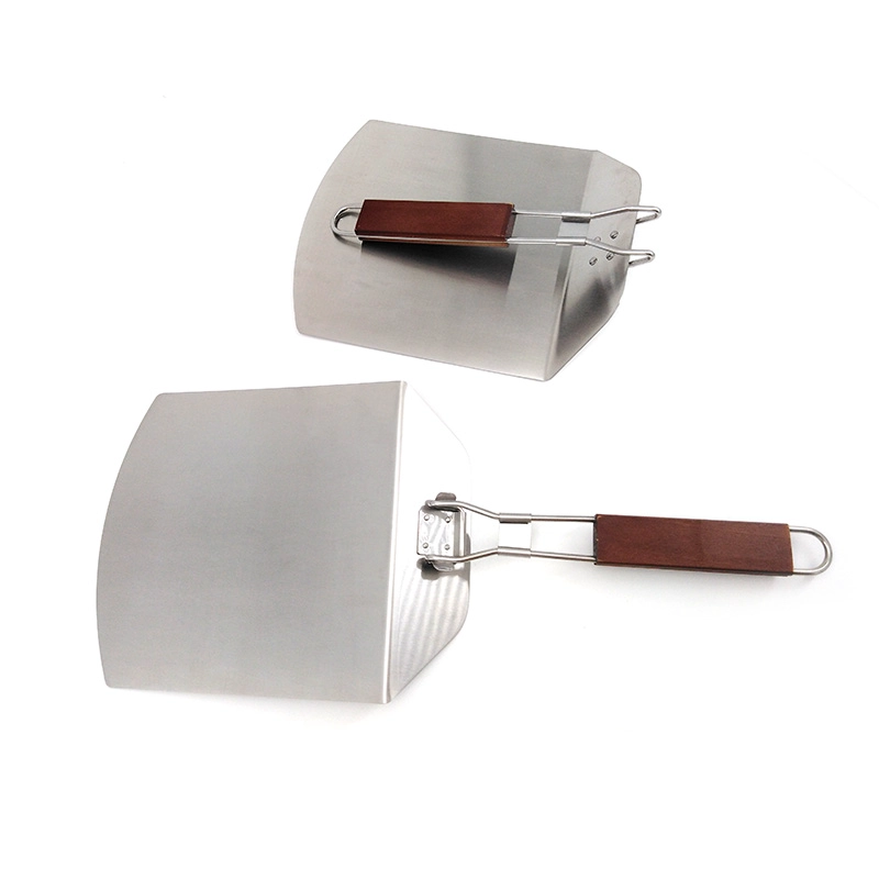 Fold-able na Pizza Shovel na may Wooden Handle