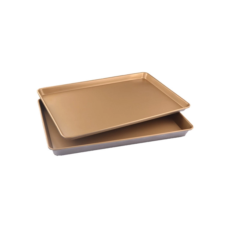 Golden Teflon Coated Aluminum Baking Sheet Pan for Bread & Cookies