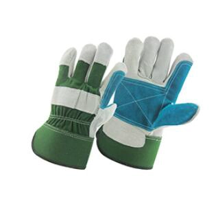 China cow split leather reinforcement palm working gloves factory, safety gloves manufacturer, protective gloves supplier
