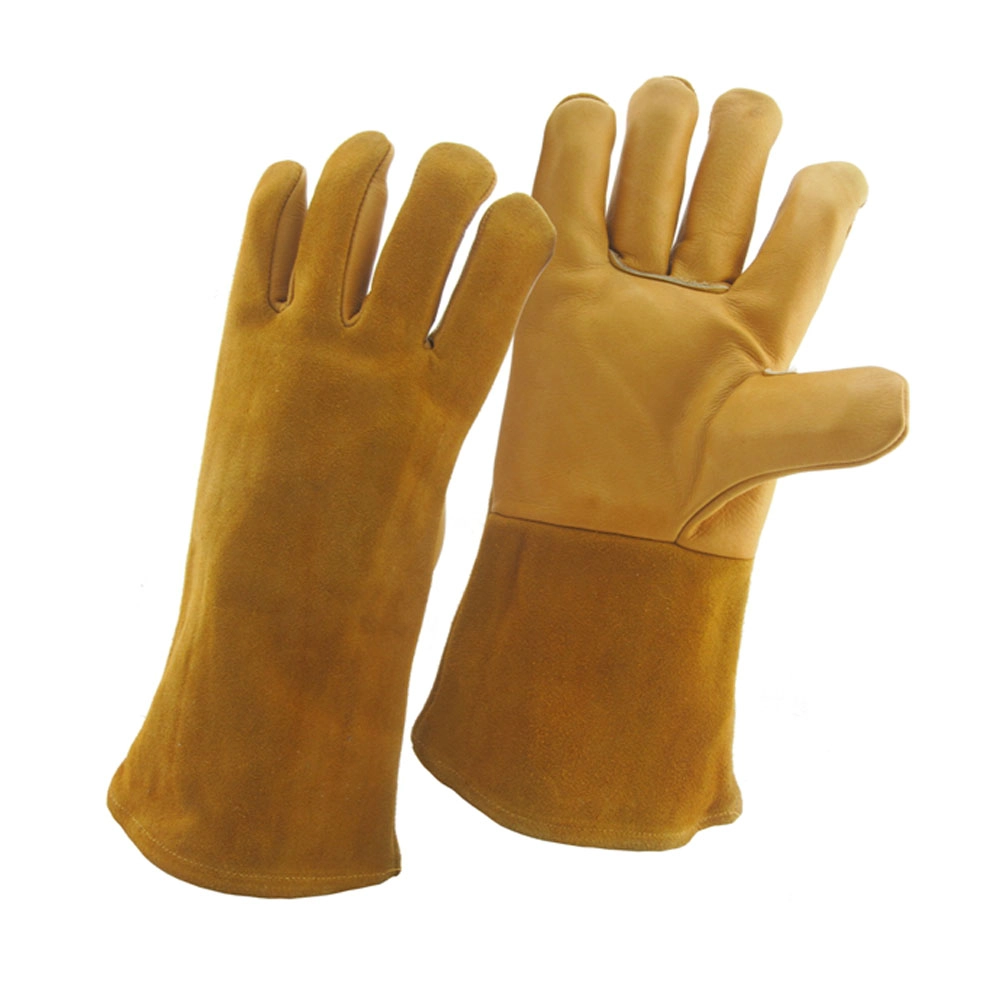 China China leather soldering gloves factory, true leather solder\'s gloves manufacturer, genuine leather welder gloves supplier,for Tig/Mig manufacturer