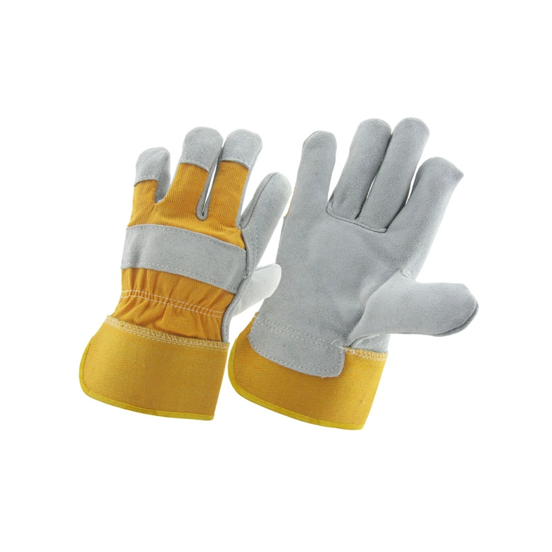 China cow split leather full palm worker glove factory, genuine leather labor glove supplier, safety glove manufacturer