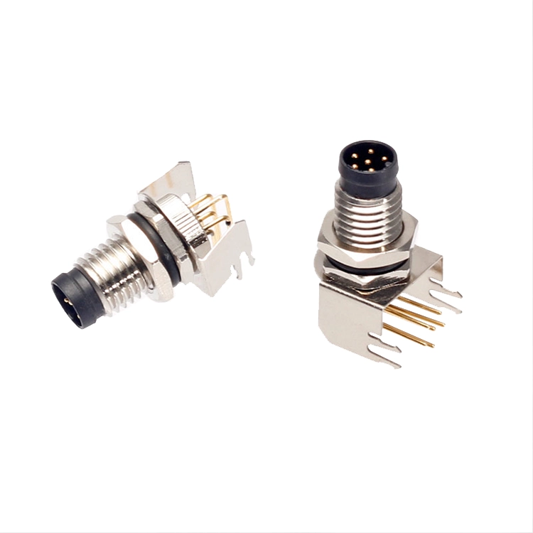 M8 3 4 5 6 8-pins paneelmontage 90 graden gebogen PCB-montagedoos M8-connector