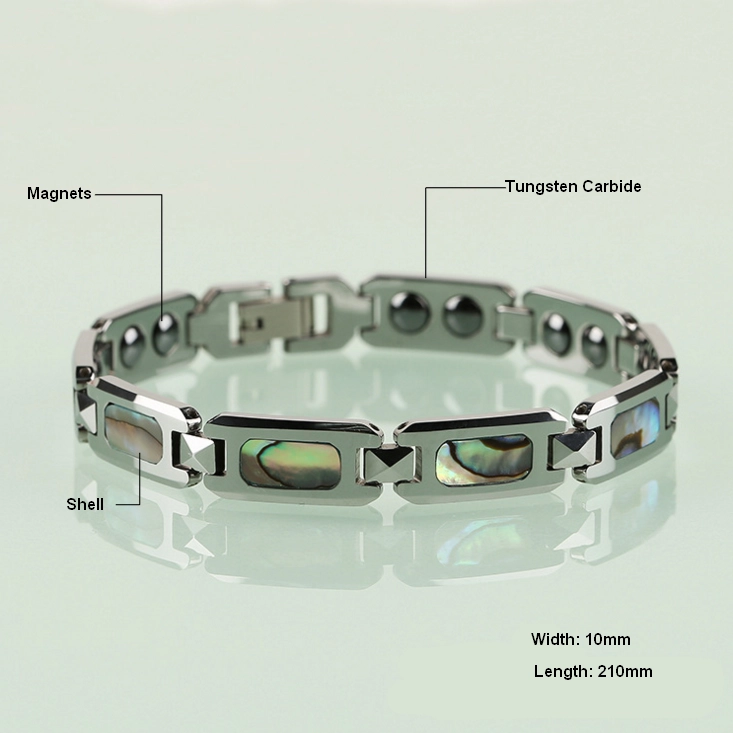 Vendita calda Tungsteno Bracciale in metallo in carburo di tungsteno Braccialetto magnetico Inlay Abalone Shell Shell Produttore