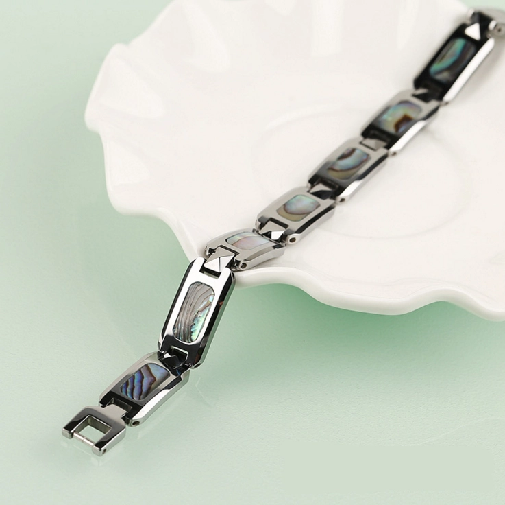 Vendita calda Tungsteno Bracciale in metallo in carburo di tungsteno Braccialetto magnetico Inlay Abalone Shell Shell Produttore