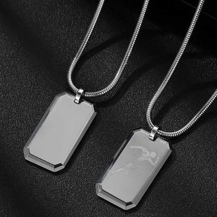 Coolest Tungsten Dog Tag for Men, High Polished Tungsten Carbide Pendant with Beveled Edges China Factory