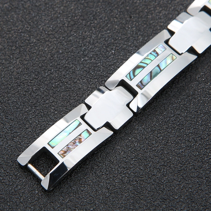 Beliebte Gesundheitsschmuck Männer 's Wolfram Armband Magnetic Armband Inlay Abalone Shell China Lieferant
