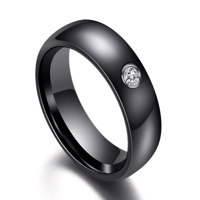 High Quality Comfort Fit High Tech Black Ceramic Ring with CZ White Ceramic Ring with CZ China Supplier
