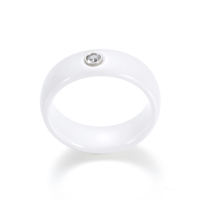 High Quality Comfort Fit High Tech Black Ceramic Ring with CZ White Ceramic Ring with CZ China Supplier