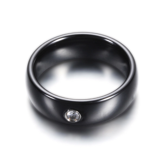 High Quality Comfort Fit High Tech Black Ceramic Ring with CZ White Ceramic Ring with CZ China Supplier