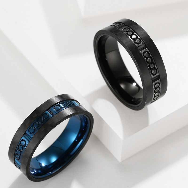 Einzigartige schwarze kohlefaser und blaue titanium männer edler band schwarz titan ring china lieferant