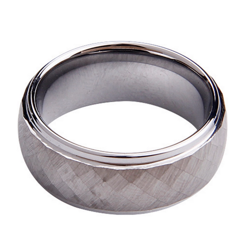 Hotsale 8mm Bandes bombées et biseautées Bandes de mariage à facettes à facettes brossées