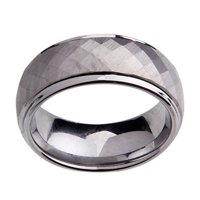 Hotsale 8mm Bandes bombées et biseautées Bandes de mariage à facettes à facettes brossées