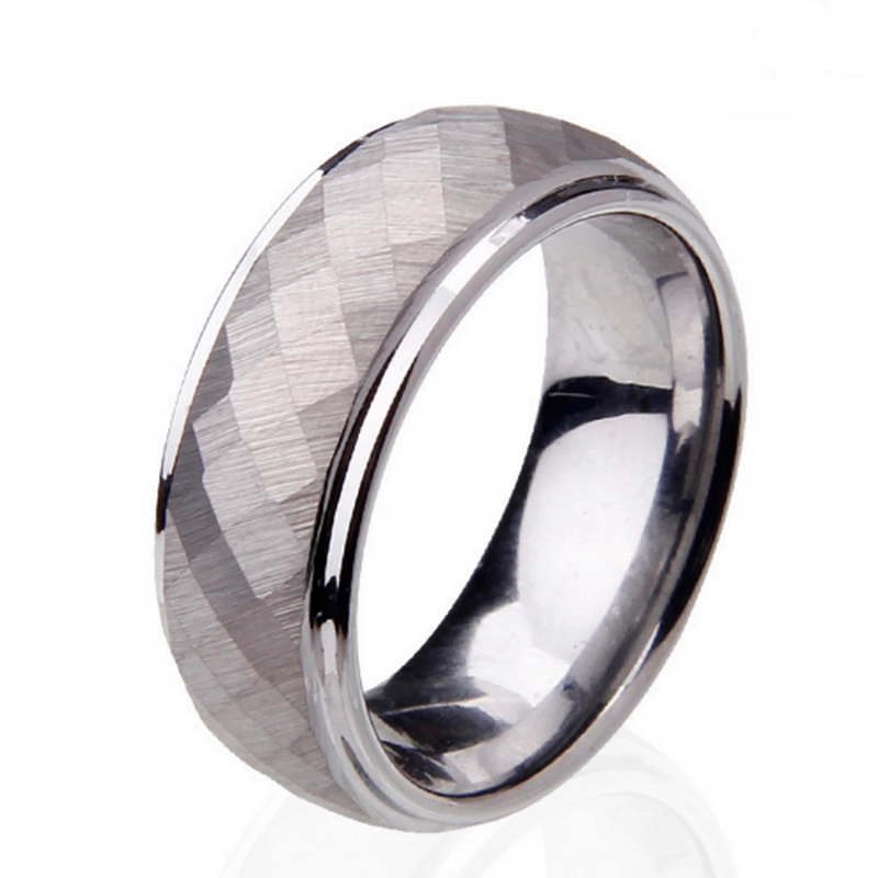 Hotsale 8mm Bandes bombées et biseautées Bandes de mariage à facettes à facettes brossées