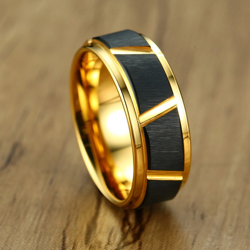 Comfort Fit Matte Step Rep Edge The Tungsten Carbide кольцо с черным и синим покрытием Китай поставщик.