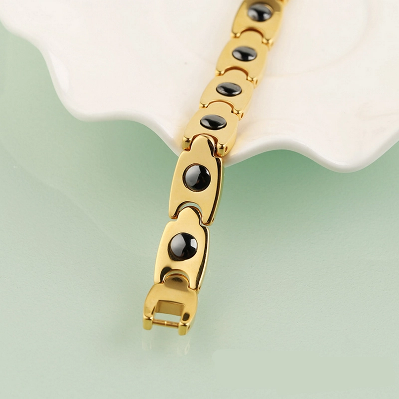 Popular Gold Mens Tungsten Carbide Bracelet With Magnets Inlay China Manufacturer
