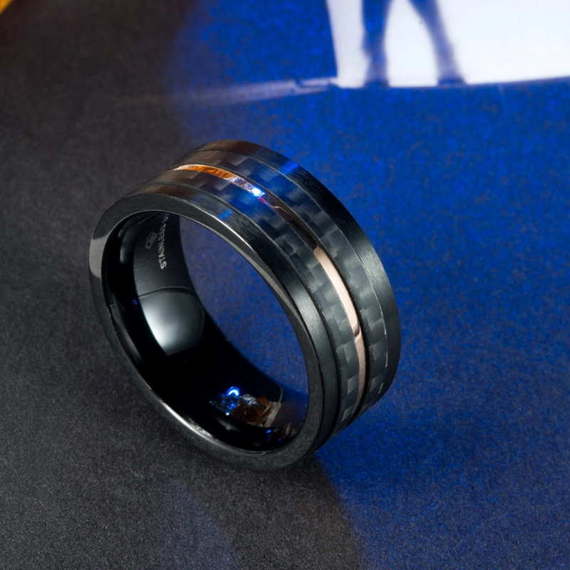 8mm fest geschmiedet Black Carbon Faser und Edelstahl Ring China Lieferant