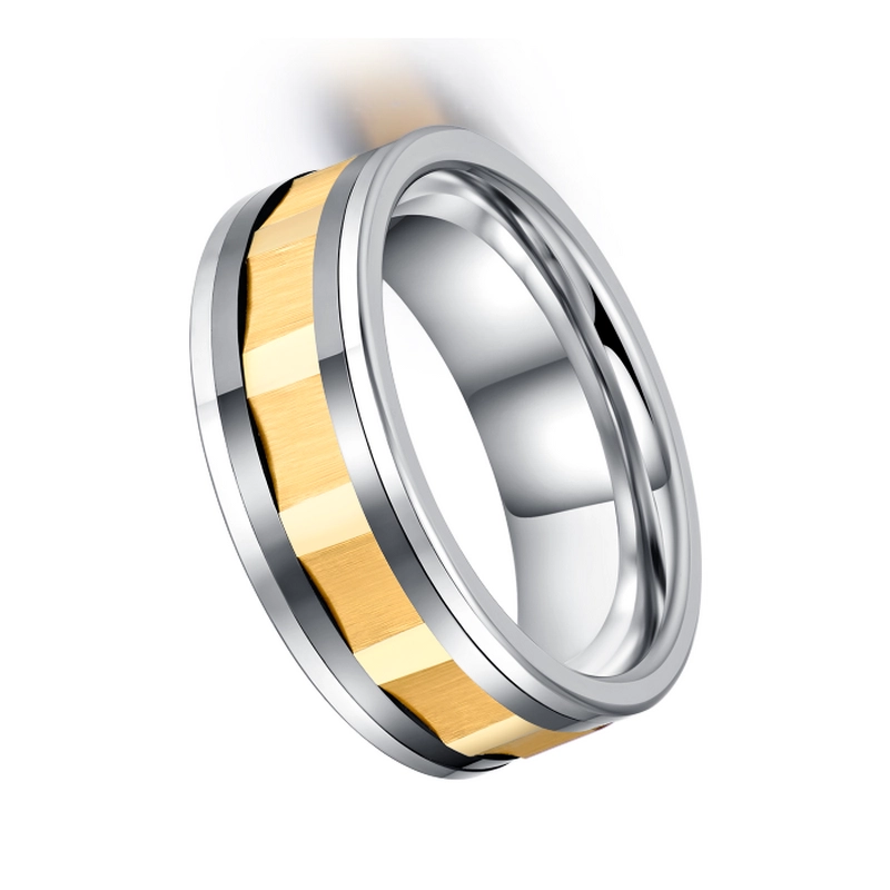8mm Hommes Tungstène et Céramique noire Bagues de mariage en laiton combiné Bandes de mariage combinées confortables combinées