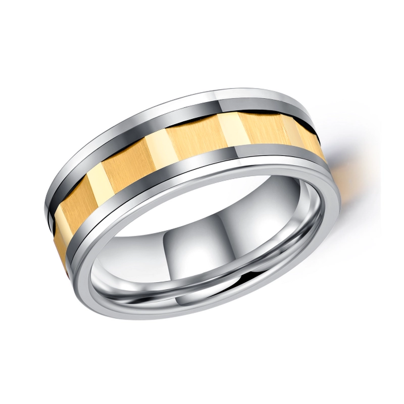 8mm Hommes Tungstène et Céramique noire Bagues de mariage en laiton combiné Bandes de mariage combinées confortables combinées