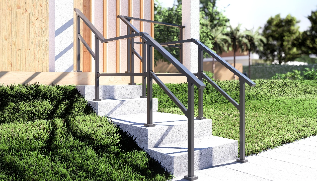 Hand Rails for Outdoor Steps,3 Step Stair Handrail & Indoor Stair Railing Kit