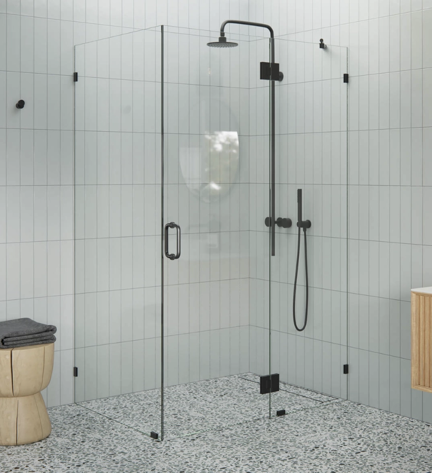Modern Clear Tempered Glass Shower Door Stainless Steel Frame Dry And Wet Separation For Luxury Bathroom