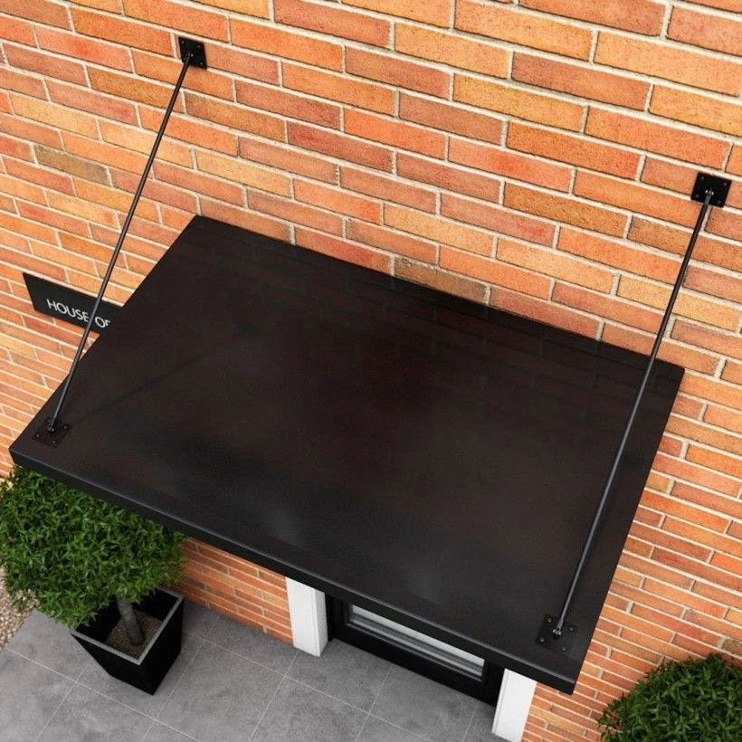 Parasole per porta e finestra con tettoia in alluminio nero opaco