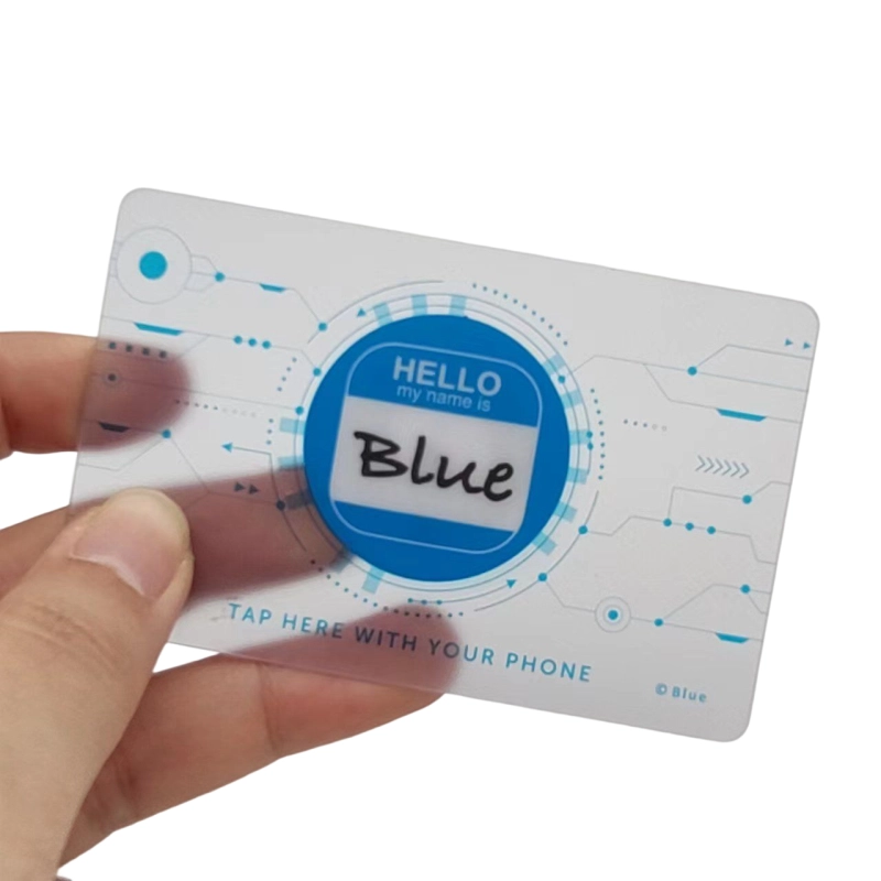 China Logo Printed Custom NFC Transparent Card Ntag 213 / 215 / 216 13.56mhz Rfid PVC Card Plastic Card for Business Card manufacturer