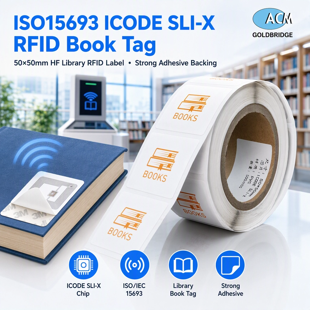 China 50x50mm ISO15693 13.56MHz HF Blank Library RFID Book Tag Self Adhesive Label Sticker Factory Direct Wholesale Custom and OEM manufacturer