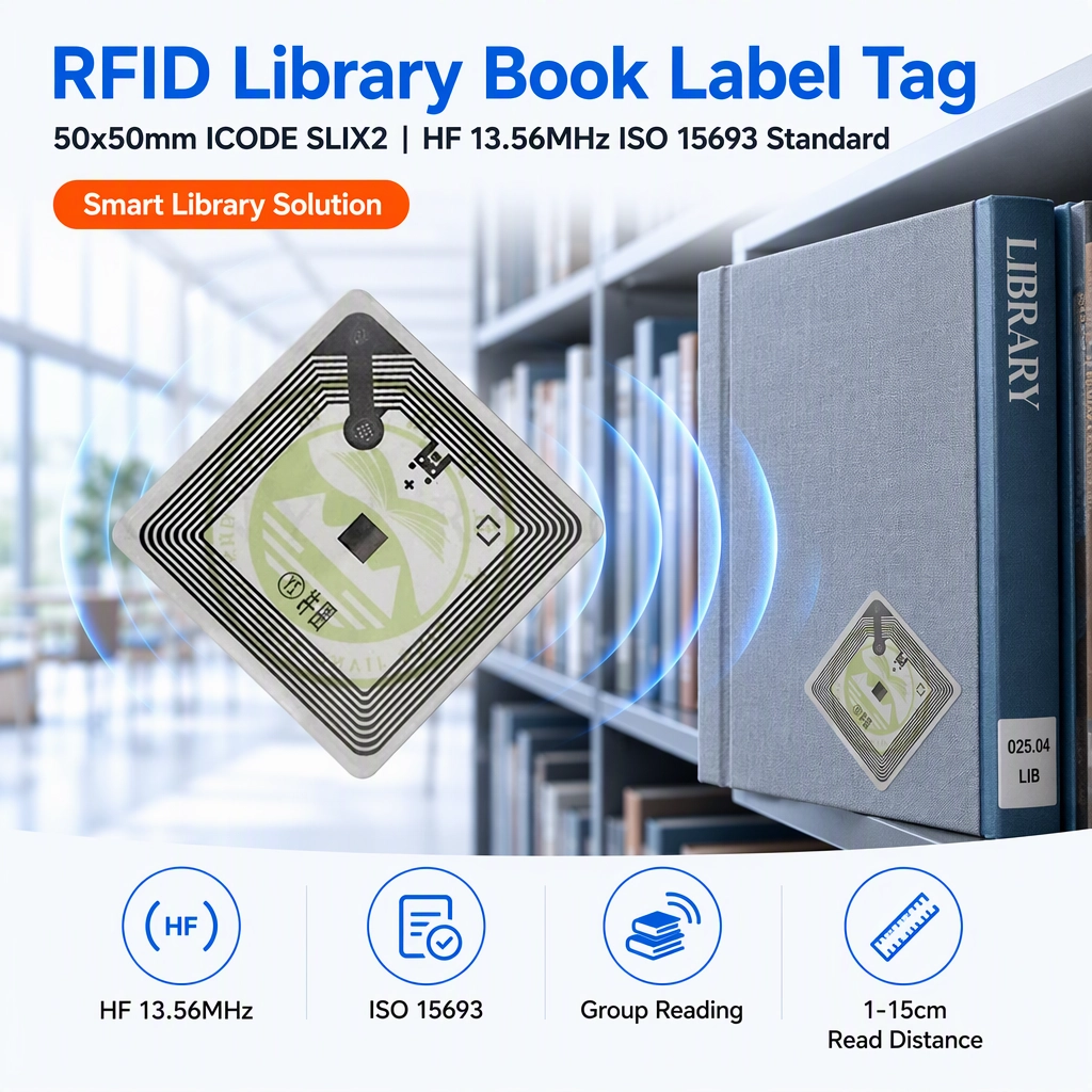 China ISO15693 13.56MHz 50x50mm Printable RFID Library Book Label Tag Sticker for Asset Management Factory Direct Wholesale with OEM manufacturer