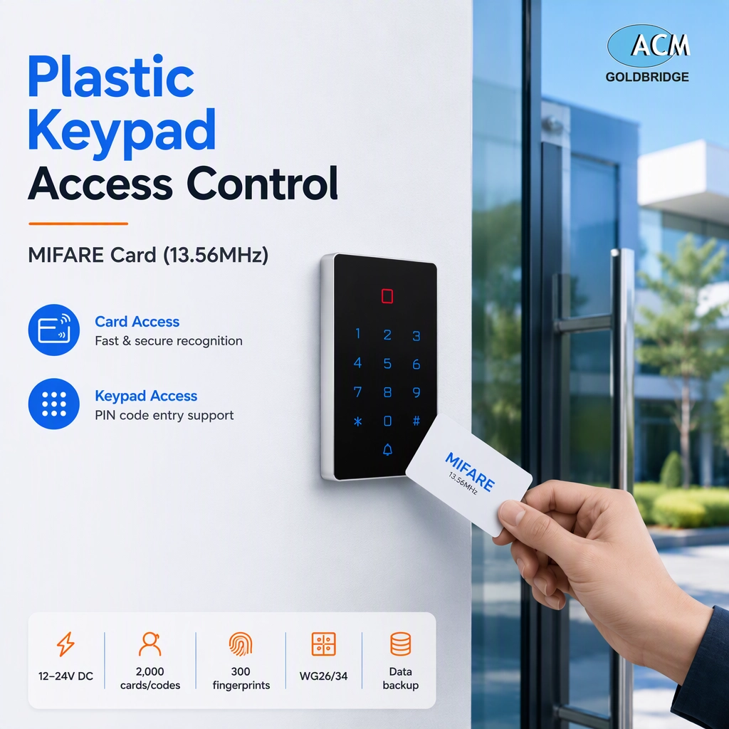 Tsina Plastic Keypad Access Controller, 13.56MHz Card Reader, 12-24V DC, 2000 User, 300 Fingerprints, Bulk Supply ng Data Backup Factory Manufacturer
