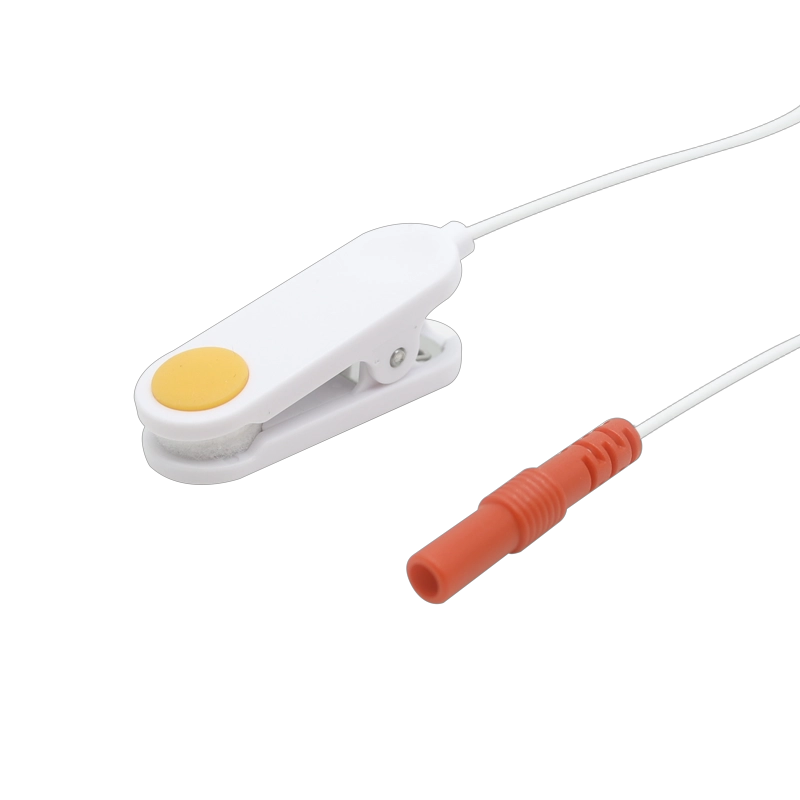 Factory 4.0mm 90 Degree Banana plug to electrode snap earthing grounding wire ESD therapy electrode cable white - COPY - rcgkwu