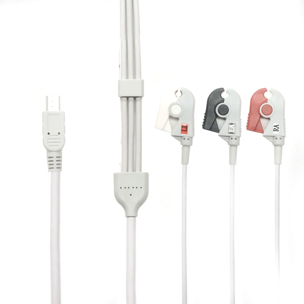 Customized USB Mini bis 3 Leads Therapie Clip Medical Cable | Dongguan Elektrotherapie -Kabelhersteller