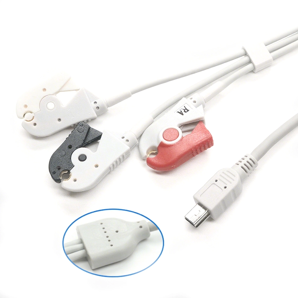 Customized USB Mini bis 3 Leads Therapie Clip Medical Cable | Dongguan Elektrotherapie -Kabelhersteller