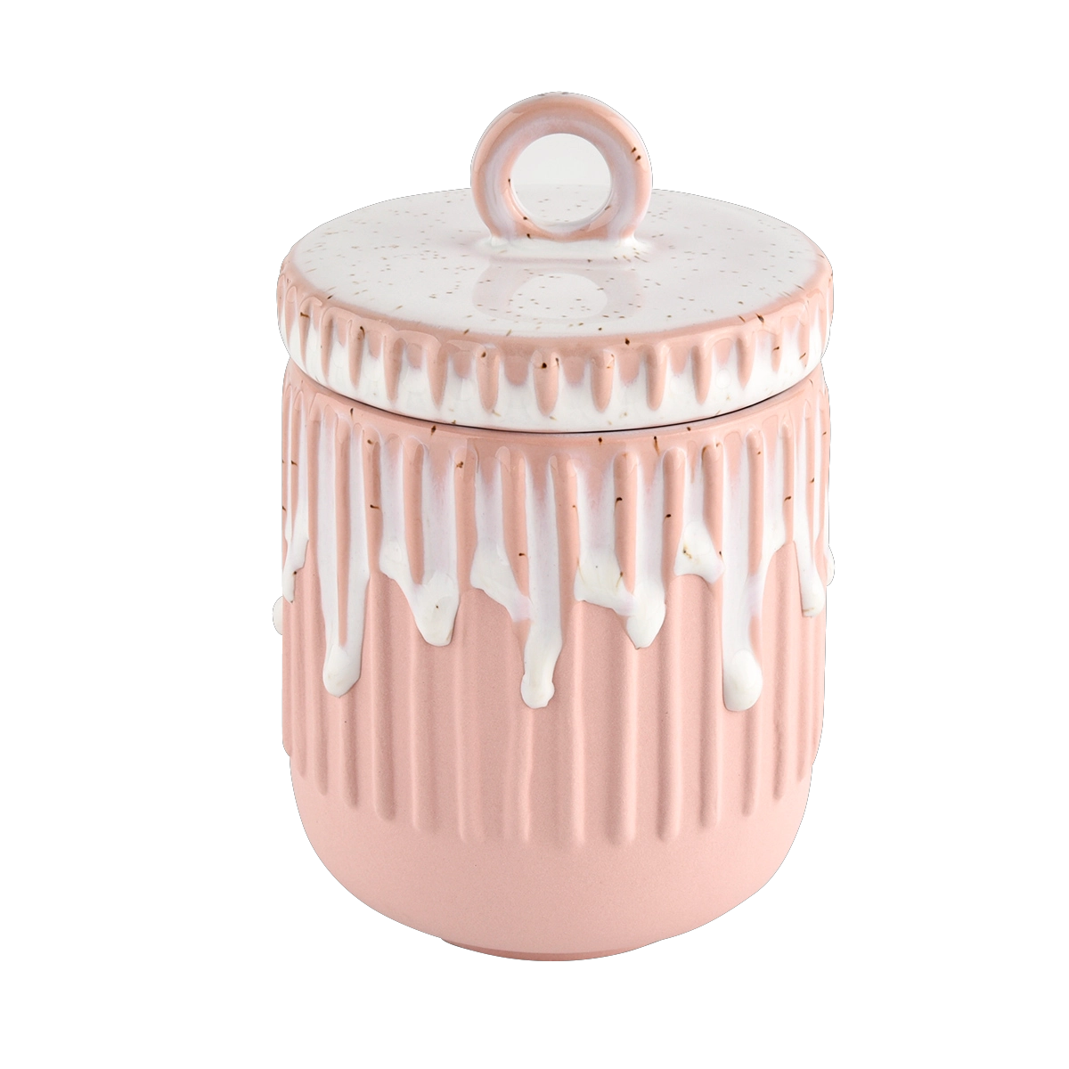 14oz ceramic candle holder pink frosting ceramic jars wholesale