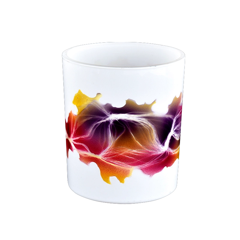 Newly designed white 6 oz color handmade paint glass candle jars