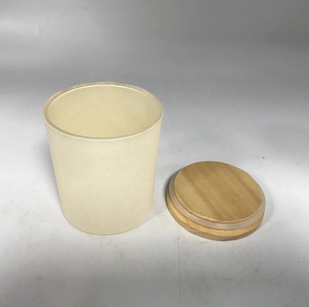 eco friendly empty candle jar glass with wooden lid