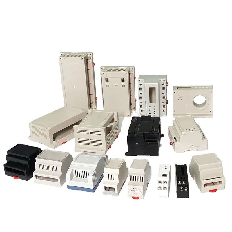 AK-DR-Series Din Rail Enclosure Nylon PC ABS Flame Resistance UL94V0 Terminal Block Industrial Control Plc Box