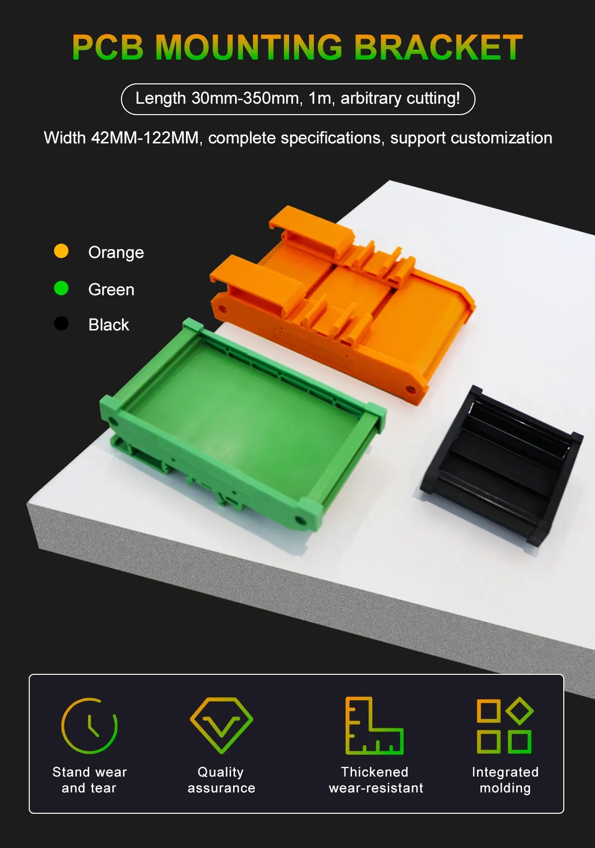 Largura 42-122mm Comprimento 30-1000mm Módulo de placa PCB Rack Guia de relé de E/S industrial PVC Din Rail Instalação Plc PCB Suporte de montagem