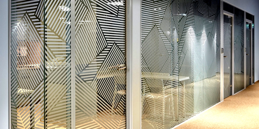 decorated printing glass partition factory