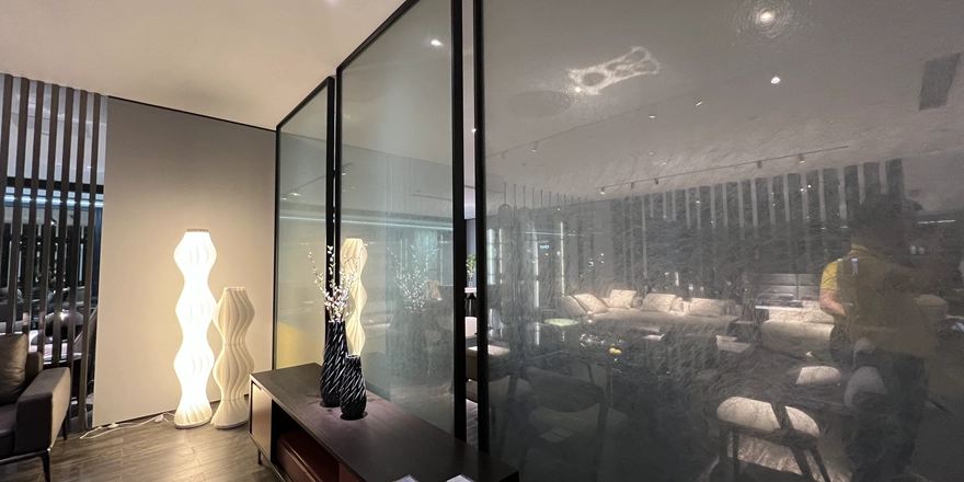 frosted effect privacy glass partition factory