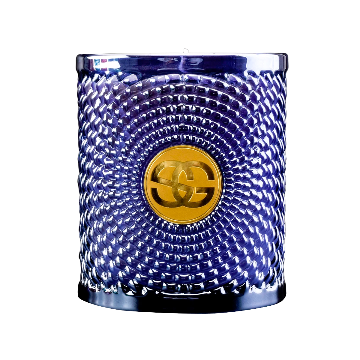 Newly designed glass candle containers oval shaped halo pattern for home decor