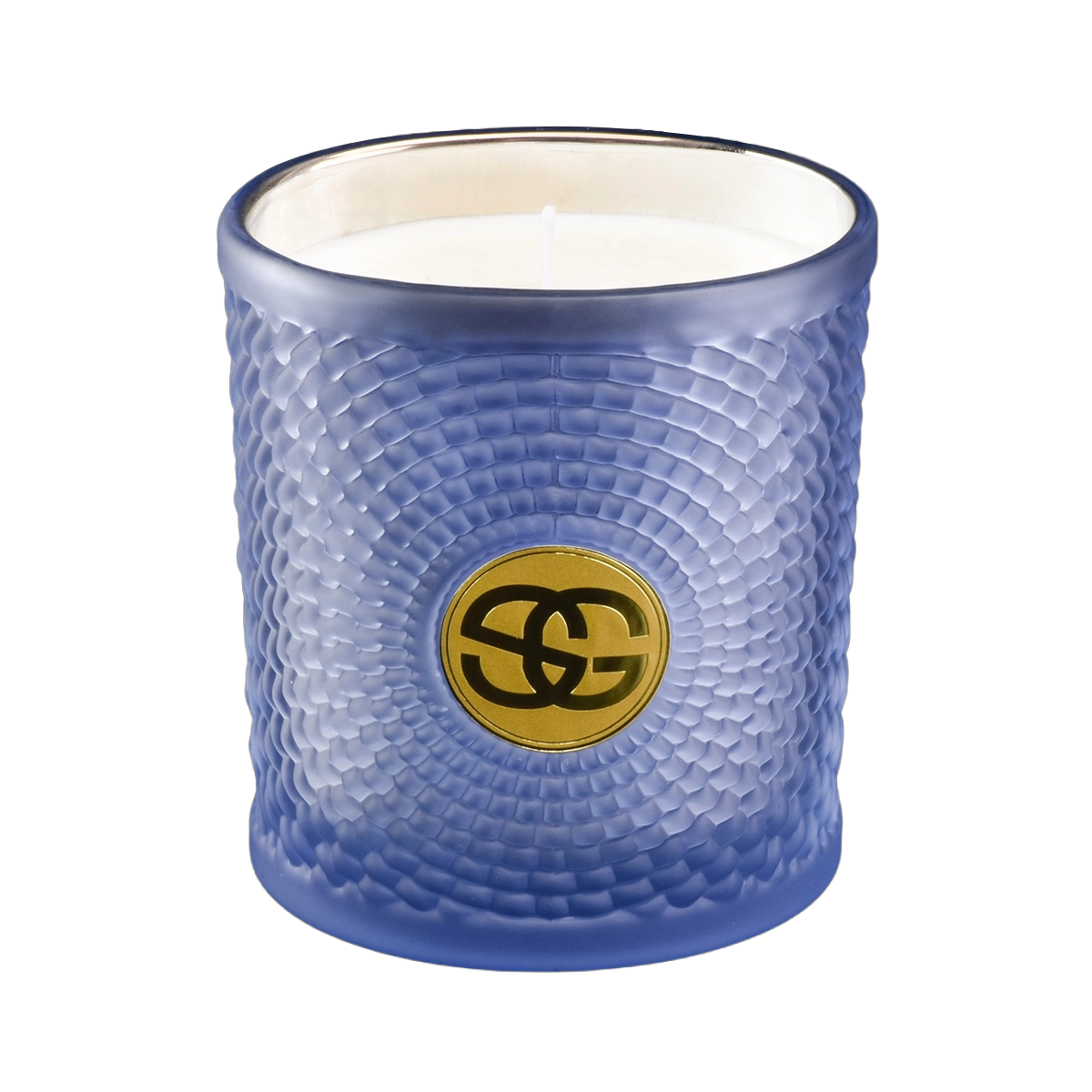 Newly designed glass candle containers oval shaped halo pattern for home decor