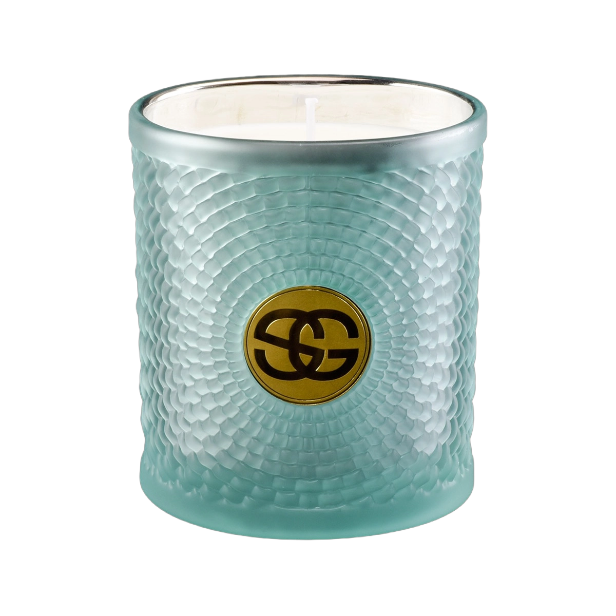 Newly designed glass candle containers oval shaped halo pattern for home decor