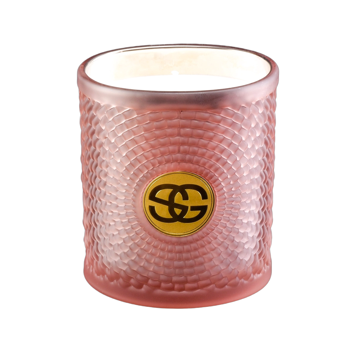 Newly designed glass candle containers oval shaped halo pattern for home decor