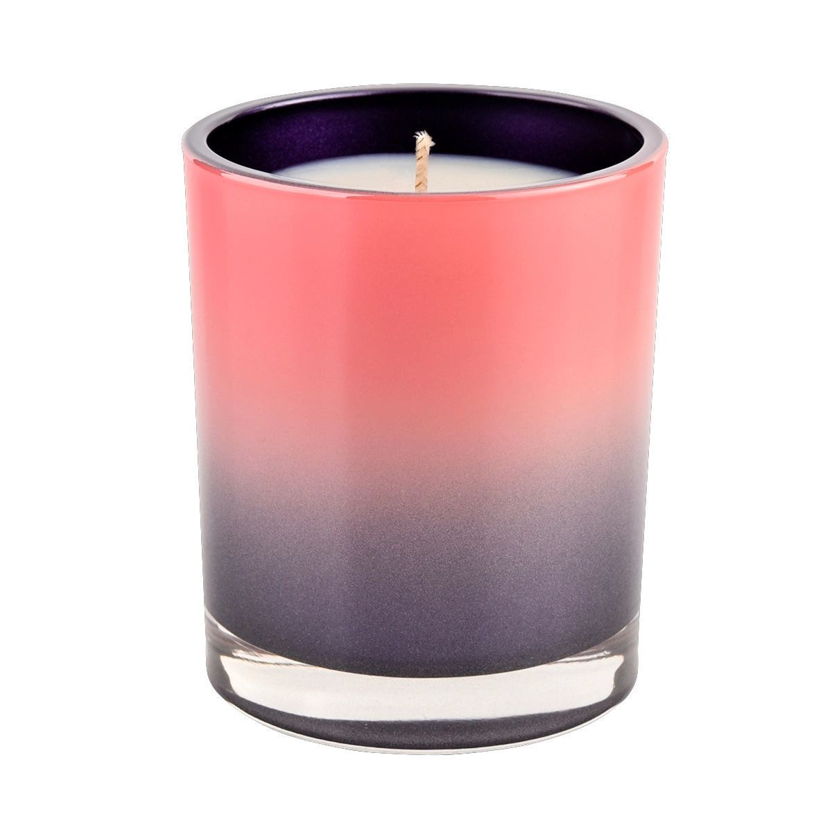 Luxury purple gradient pink glass candle jar inside spray color home decor