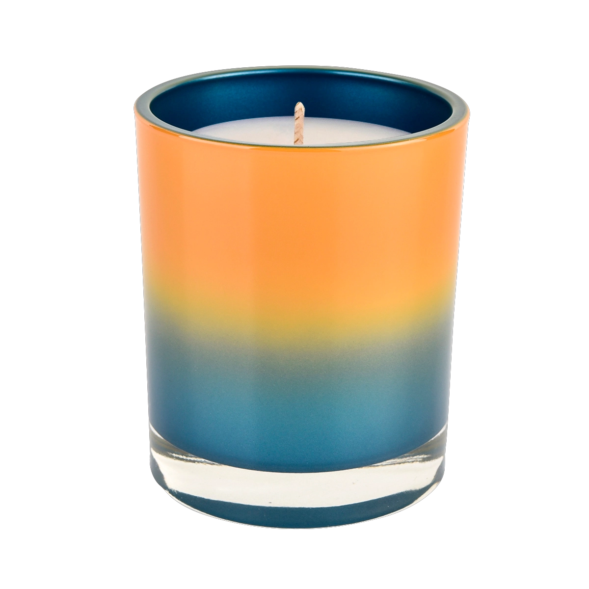 289ml Straight Edge Glass Candle Container White Gradient Purple Wholesale