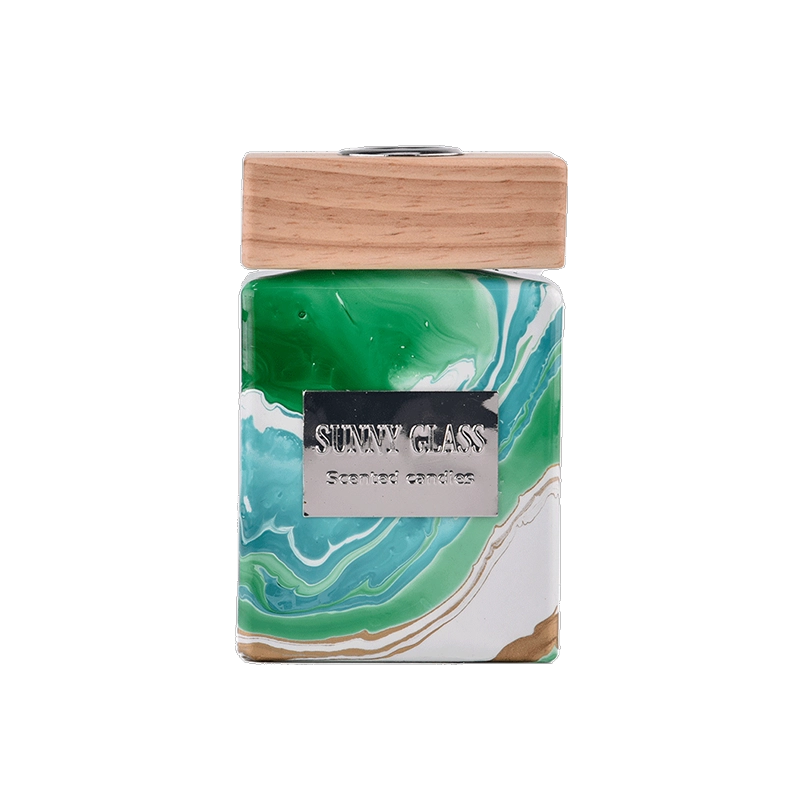 Luxury marble fluid green square glass diffuser bottle suppliers