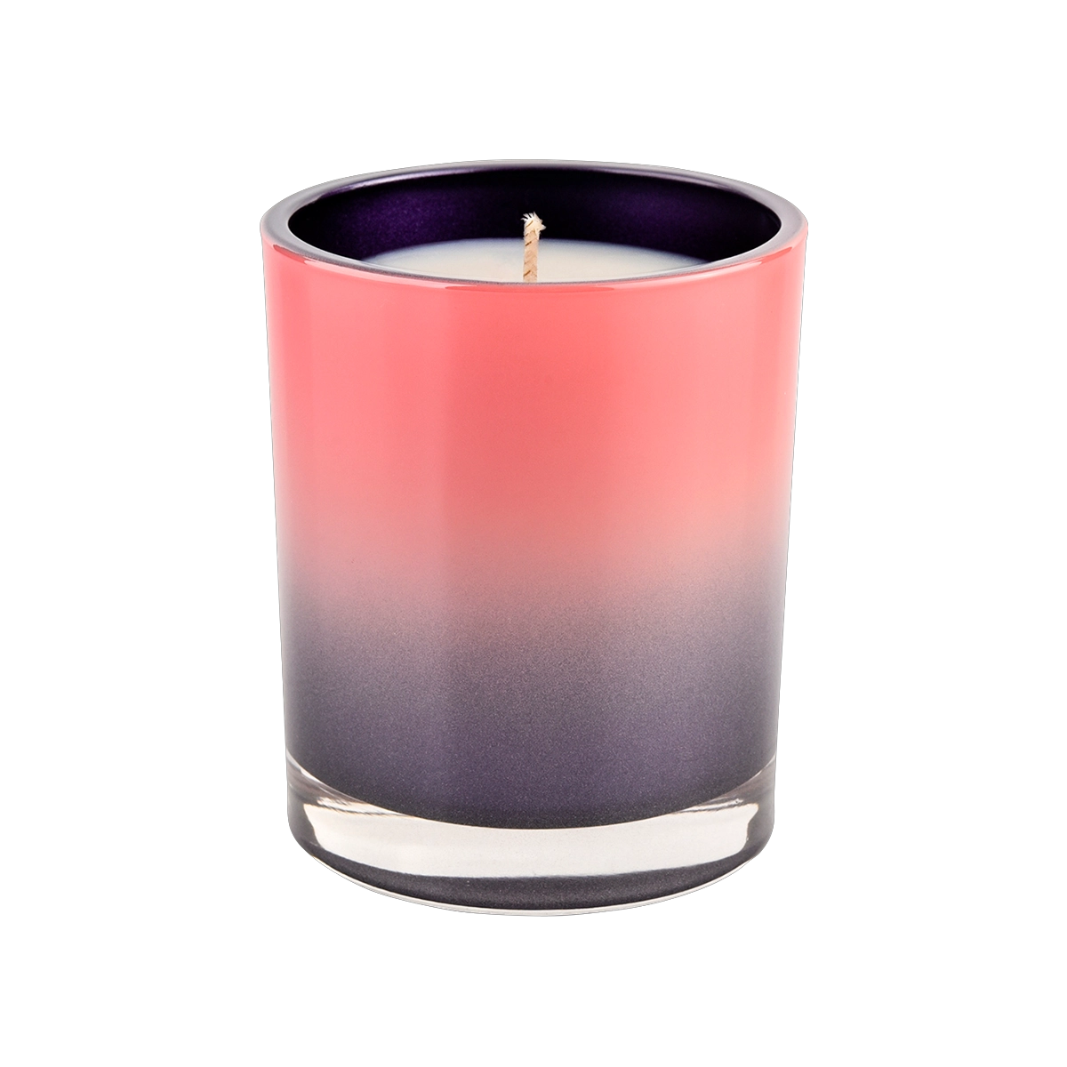 Luxury purple gradient pink glass candle jar inside spray color home decor