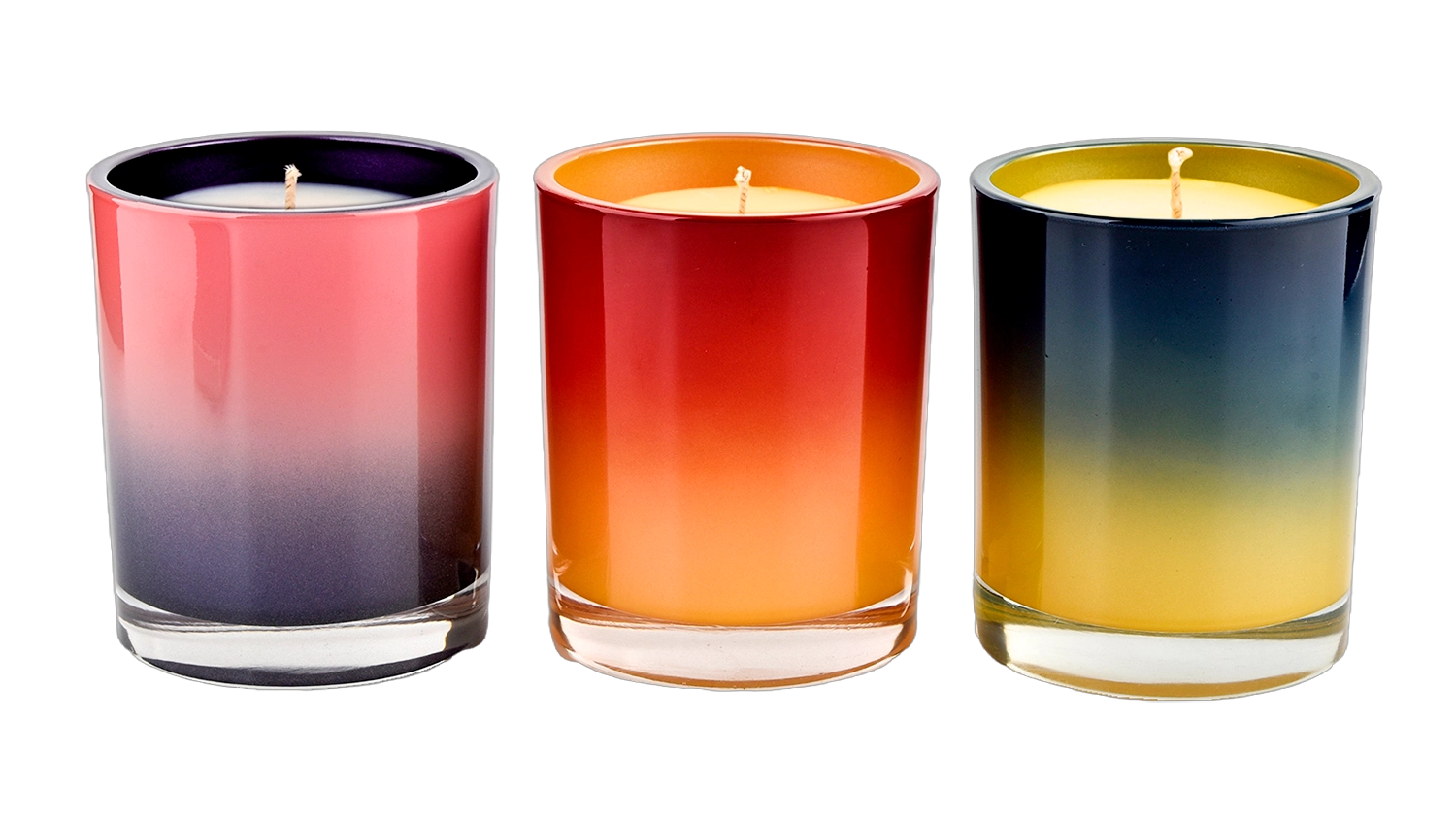 Luxury purple gradient pink glass candle jar inside spray color home decor
