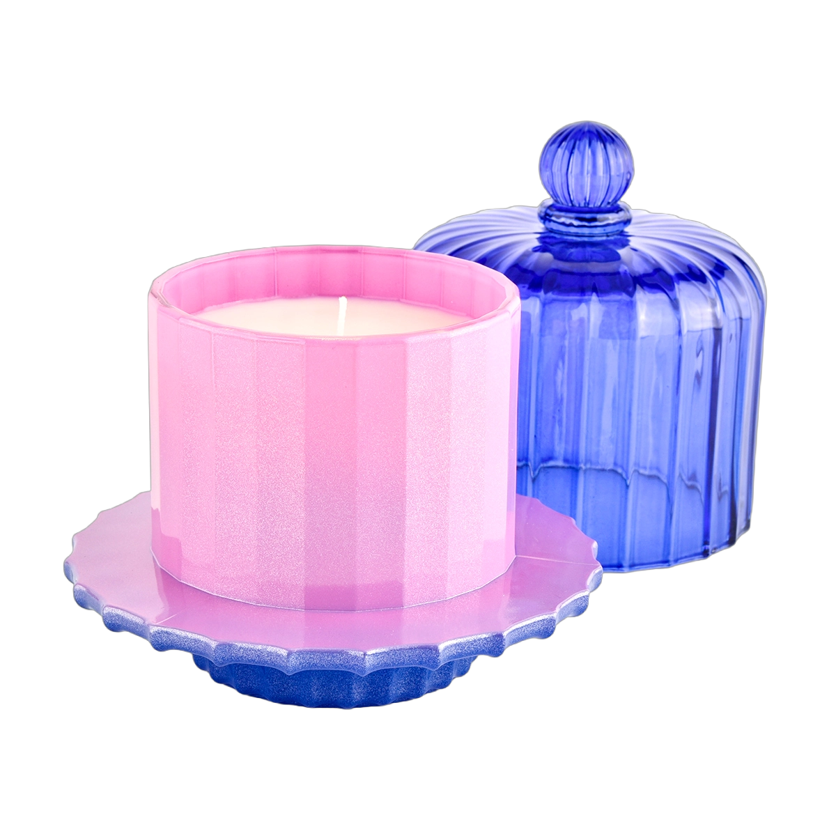 Custom Bell Jar Empty Green Glass Candle Jar With Lid Supplier